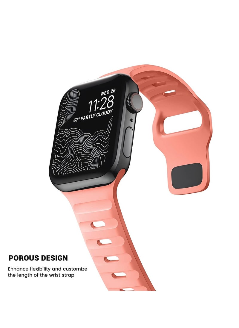 Generic - Compatible with Apple Watch Band 38mm 40mm 41mm 42mmBands for Men Women, Unique Rugged Design Silicone Wristband Strap for iWatch Series 10/9/8/7/6/5/4/3/2/1/SE 2/1 Pink - Image 1