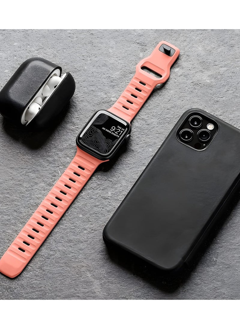 Generic - Compatible with Apple Watch Band 38mm 40mm 41mm 42mmBands for Men Women, Unique Rugged Design Silicone Wristband Strap for iWatch Series 10/9/8/7/6/5/4/3/2/1/SE 2/1 Pink - Image 1