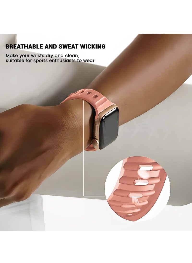 Generic - Compatible with Apple Watch Band 38mm 40mm 41mm 42mmBands for Men Women, Unique Rugged Design Silicone Wristband Strap for iWatch Series 10/9/8/7/6/5/4/3/2/1/SE 2/1 Pink - Image 1