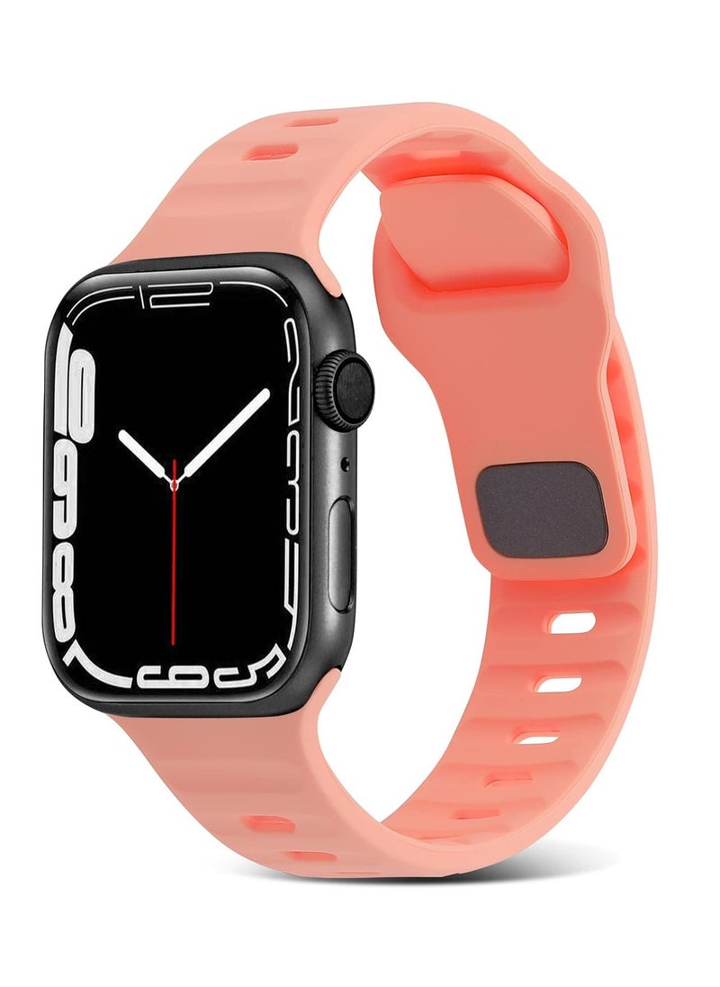 Generic - Compatible with Apple Watch Band 38mm 40mm 41mm 42mmBands for Men Women, Unique Rugged Design Silicone Wristband Strap for iWatch Series 10/9/8/7/6/5/4/3/2/1/SE 2/1 Pink - Image 1