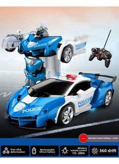Generic Children's Toys Charging Remote Control Deformation Car One-key Deformation Remote Control Car Robot Distribution Generation Gift-Color:Rambo Police Car 1:18  - Image 1