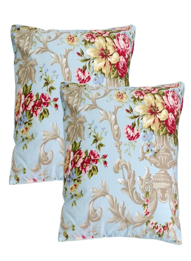 فادفاي أغطية وسائد FADFAY المصنوعة من القطن المصري بنسبة 100%، 800 خيط، قطعتان (أغطية وسائد أوروبية 18 × 18، قطعتان، أزرق) - Image 1