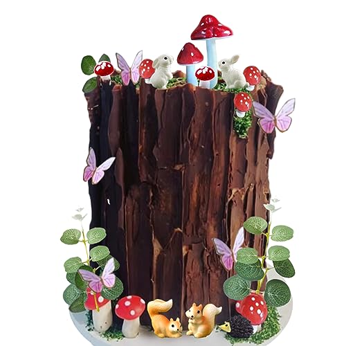GmakCeder Woodland Animal Cake Toppers Forest Mushroom Cake Decor for Baby Shower Birthday Woodland Theme Party Decorations - Image 1