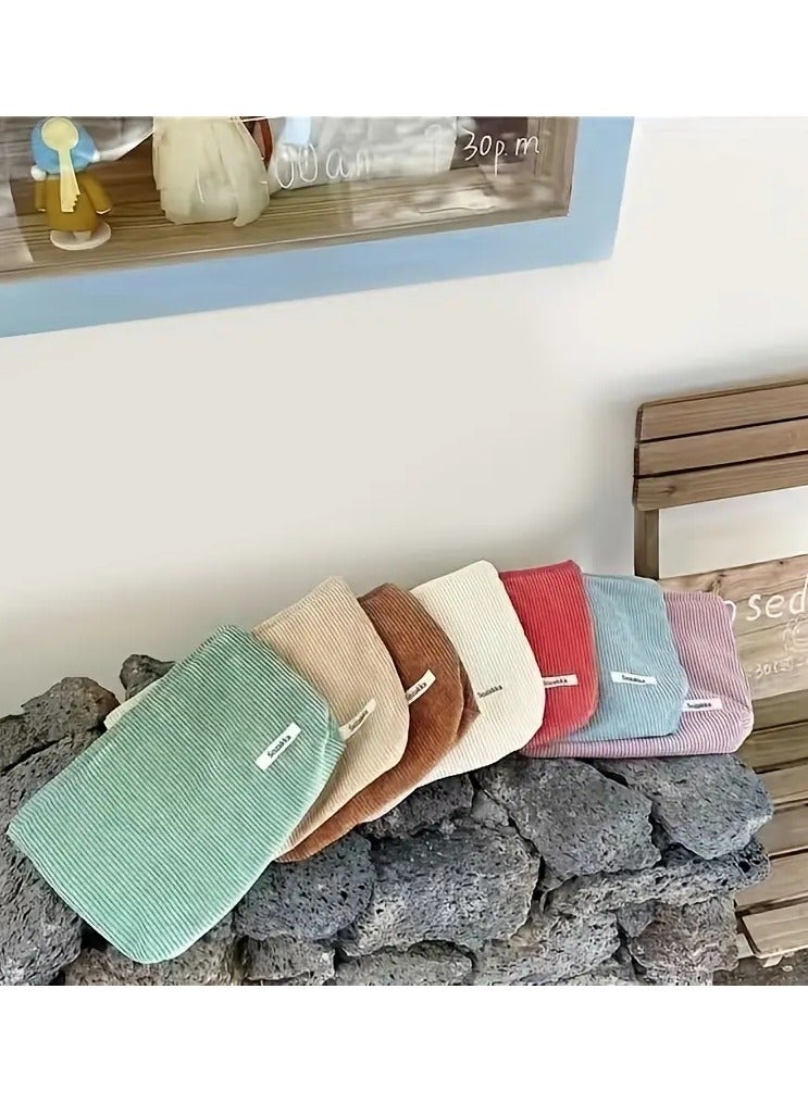 ORiTi Stylish and Spacious Corduroy Travel Makeup Bag with Zipper - Perfect for On- the-Go Beauty Essentials - Image 4