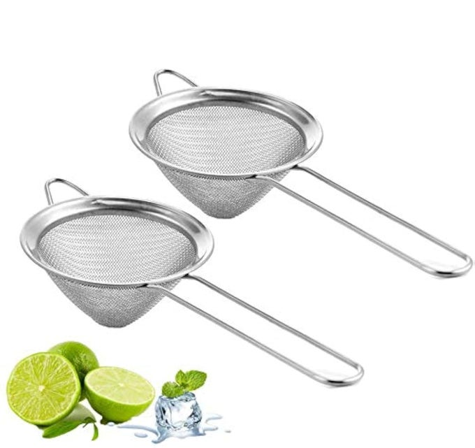 FINE MESH STRAINER FOR BAR STAINLESS STEEL CONICAL STRAINER FOR COCKTAIL DRINK BAR STRAINERS BARTENDER BAR TOOL 35 INCH 2 PCS