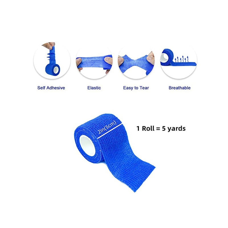 SOLARAE Athletic Elastic Cohesive Bandage for Sports, Injuries, Treatments, and Recovery, First Aid Tape Vet Wrap for Cat, Dog - Image 2