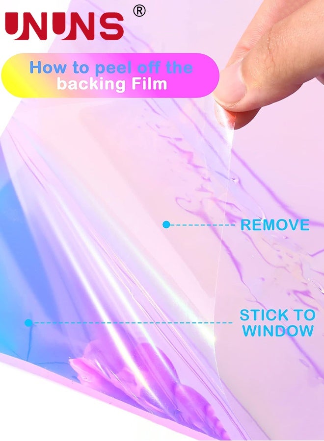 UNUNS Iridescent Window Film Sticker,Rainbow Window Privacy Film Frosted Glass Static Cling,Anti-UV Heat Blocking Window Tint,Decorative Iridescent Home Bathroom Door Frosting Cover,40x100cm×2 - Image 2