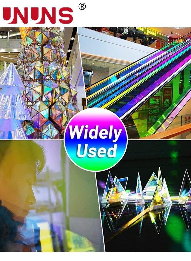 UNUNS Iridescent Window Film Sticker,Rainbow Window Privacy Film Frosted Glass Static Cling,Anti-UV Heat Blocking Window Tint,Decorative Iridescent Home Bathroom Door Frosting Cover,40x100cm×2 - Image 4