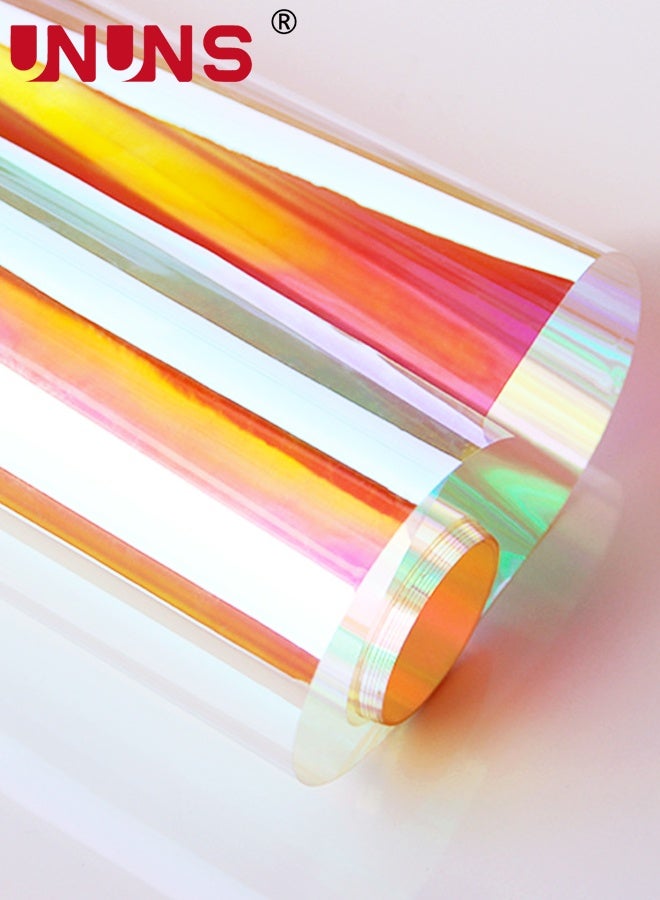 UNUNS Iridescent Window Film Sticker,Rainbow Window Privacy Film Frosted Glass Static Cling,Anti-UV Heat Blocking Window Tint,Decorative Iridescent Home Bathroom Door Frosting Cover,40x100cm×2 - Image 1