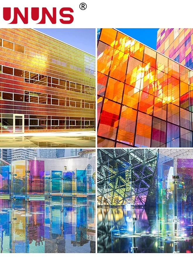 UNUNS Iridescent Window Film Sticker,Rainbow Window Privacy Film Frosted Glass Static Cling,Anti-UV Heat Blocking Window Tint,Decorative Iridescent Home Bathroom Door Frosting Cover,40x100cm×2 - Image 5