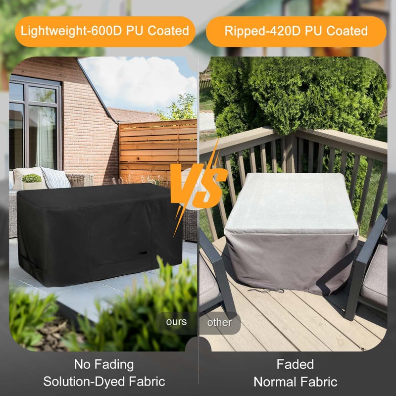 NettyPro Fire Pit Cover Rectangular Waterproof Outdoor Firepit Cover for Gas Propane Fire Pit Table Rectangle, 48 x 28 x 24 inch, Black - Image 3