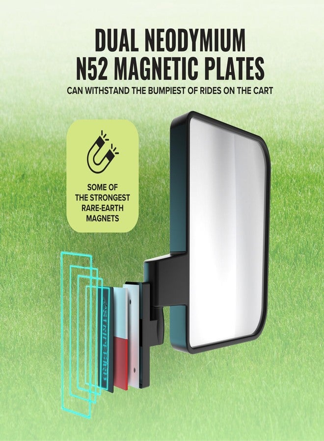 Stripebird - Magnetic Golf Cart Mirrors 2.0 (Black) - No Drilling - Ultra-Strength Magnet - 2 Folding Side Mirrors - EZ Go Accessory - Club Car Accessory - Golf Cart Accessory - Image 4