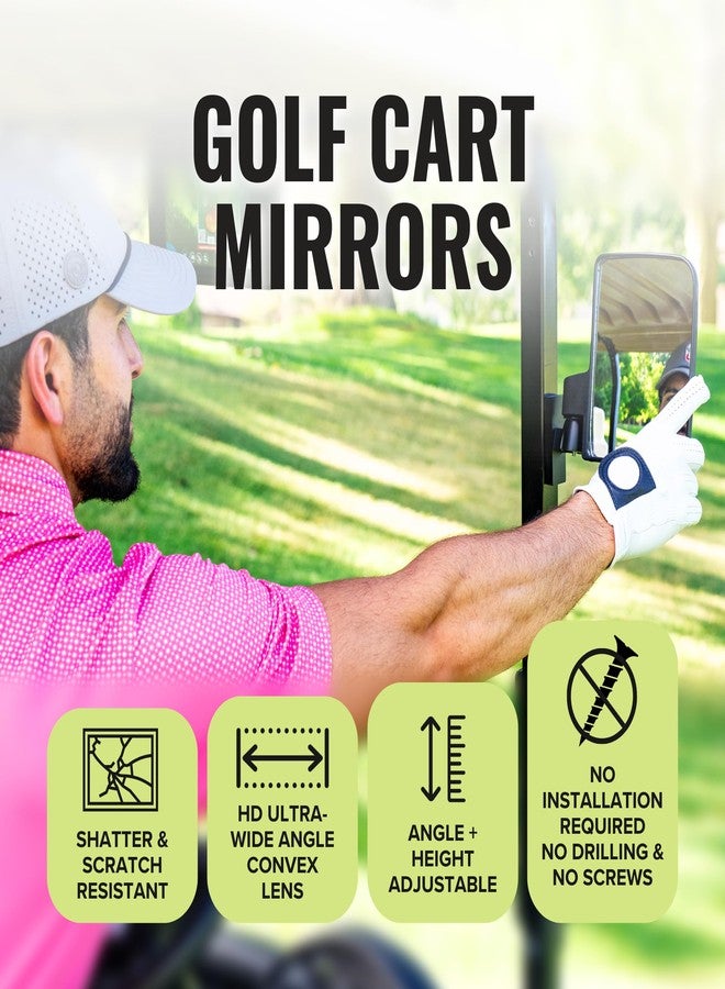 Stripebird - Magnetic Golf Cart Mirrors 2.0 (Black) - No Drilling - Ultra-Strength Magnet - 2 Folding Side Mirrors - EZ Go Accessory - Club Car Accessory - Golf Cart Accessory - Image 3