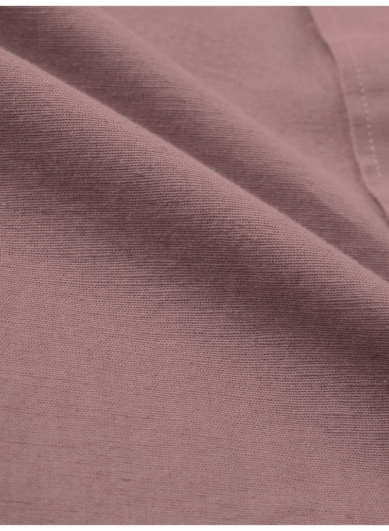 The Souled Store Men Soft Pink Solid Regular Fit Cotton Linen Shirts - Image 5