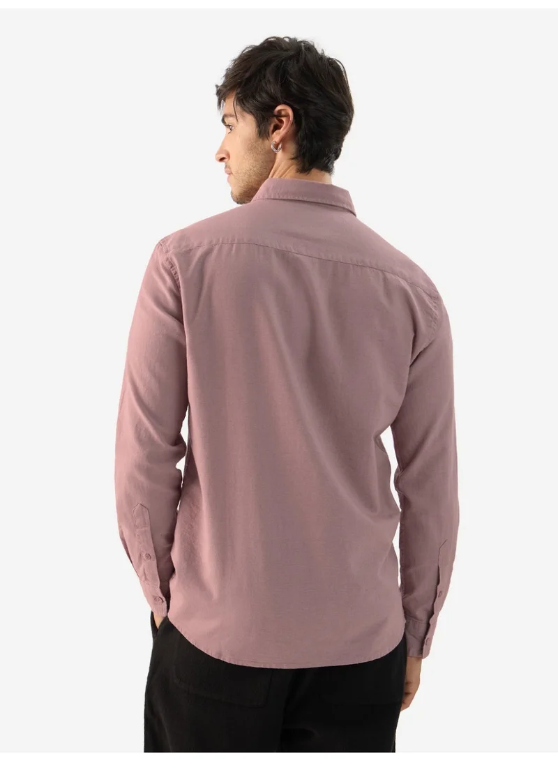 The Souled Store  The Souled Store Men Soft Pink Solid Regular Fit Cotton Linen Shirts for Men | Best Price UAE