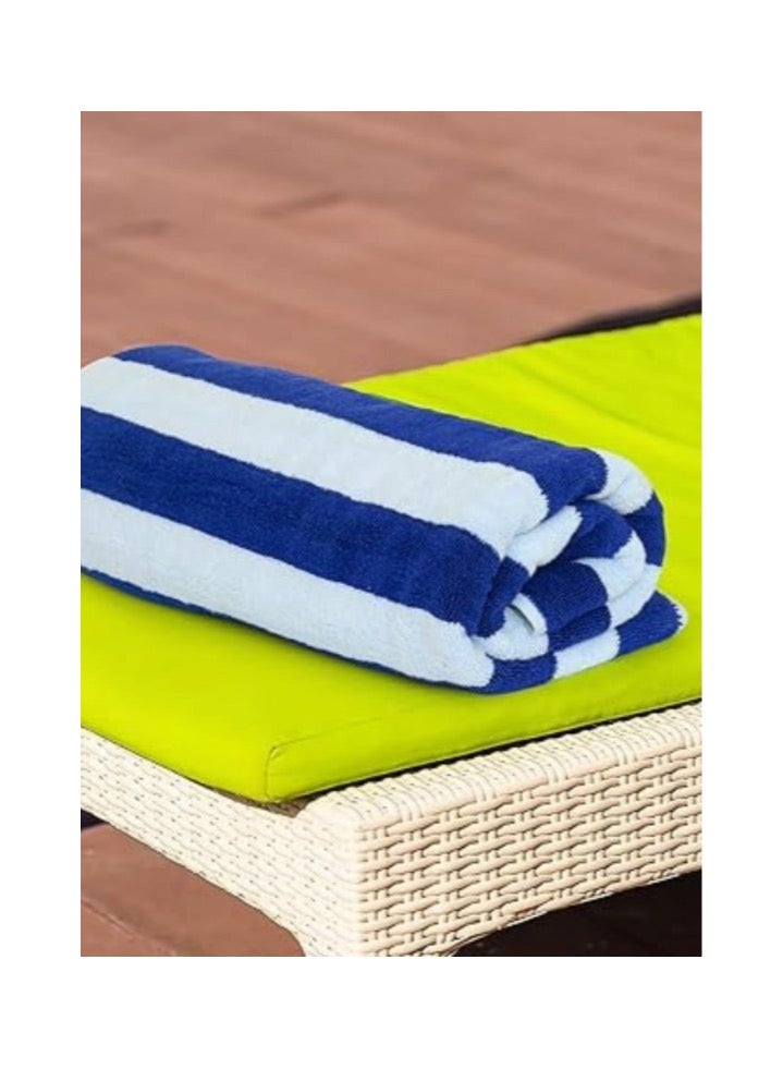 2 Pieces Luxury Oversized Beach Towel Set Pack of 2 90x180cm Extra Large Premium Cotton 550 GSM Ultra Soft and Highly Absorbent Pool Cabana Stripe Hotel And Spa Quality Towels Blue and White Stripe - Image 4