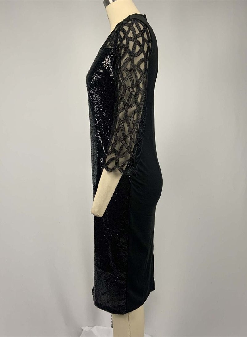 Loquat Sleek Sequined Dress Black  - Image 2