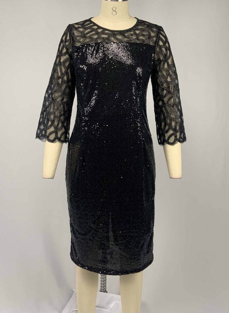 Loquat Sleek Sequined Dress Black  - Image 1