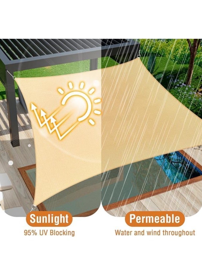 Generic Sun Shade Sail Rectangle Sun Shade Canopy Water Permeable UV Block Sunshade Sail Shade for Backyard Yard Deck Patio Garden Outdoor Activities Sunshade Cover (4*5M Beige)  - Image 3