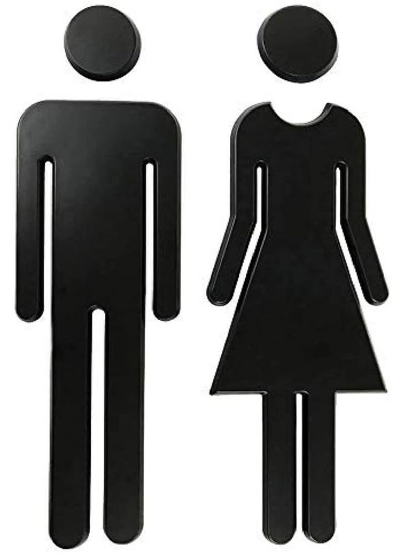 AWALOR Premium Funny Bathrooms Signs Acrylic Adhesive Backed Men s and Women s Bathroom Sign 7.8 Black  - Image 1
