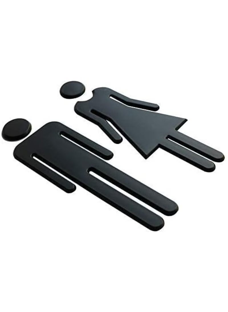 AWALOR Premium Funny Bathrooms Signs Acrylic Adhesive Backed Men s and Women s Bathroom Sign 7.8 Black  - Image 2
