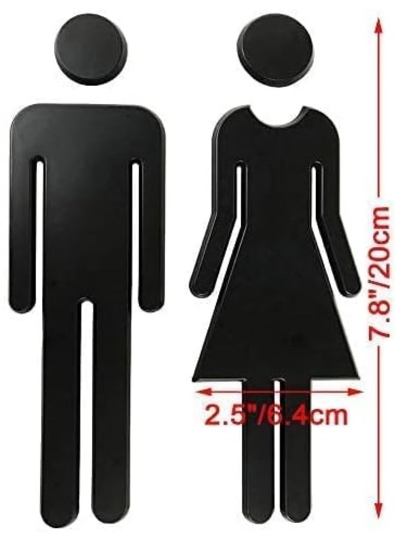 AWALOR Premium Funny Bathrooms Signs Acrylic Adhesive Backed Men s and Women s Bathroom Sign 7.8 Black  - Image 3