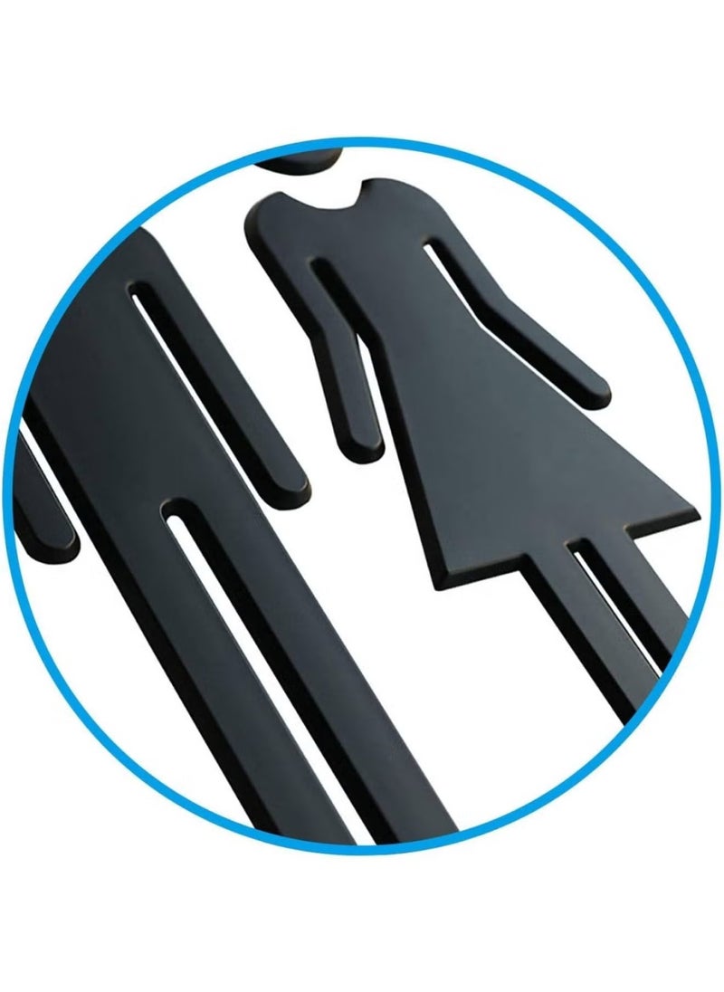 AWALOR Premium Funny Bathrooms Signs Acrylic Adhesive Backed Men s and Women s Bathroom Sign 7.8 Black  - Image 5