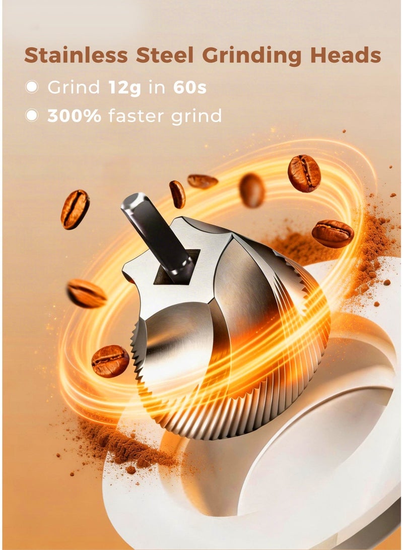 DOSCHER [Upgrade] V60  Portable Stainless Burr Coffee Grinder,3X Faster Grinding,40 Grinding Settings & 30g Capacity,1800mAh Battery,Spice Grinder with Auto-Stop,for Travel, Camping, Office, Espresso, etc - Image 3