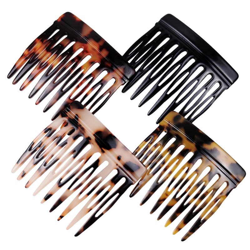 4 Pcs French Hair Side Combs for Women Bun Small Twist Hair Decorative Strong Hold Clips for Women Bun