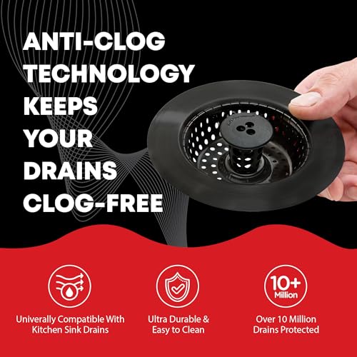 SinkShroom Kitchen SinkShroom Clog-Free Kitchen Sink Drain Strainer with Stopper - Sink Protector for Kitchen Sink, Stainless Steel, Matte Black - Image 2