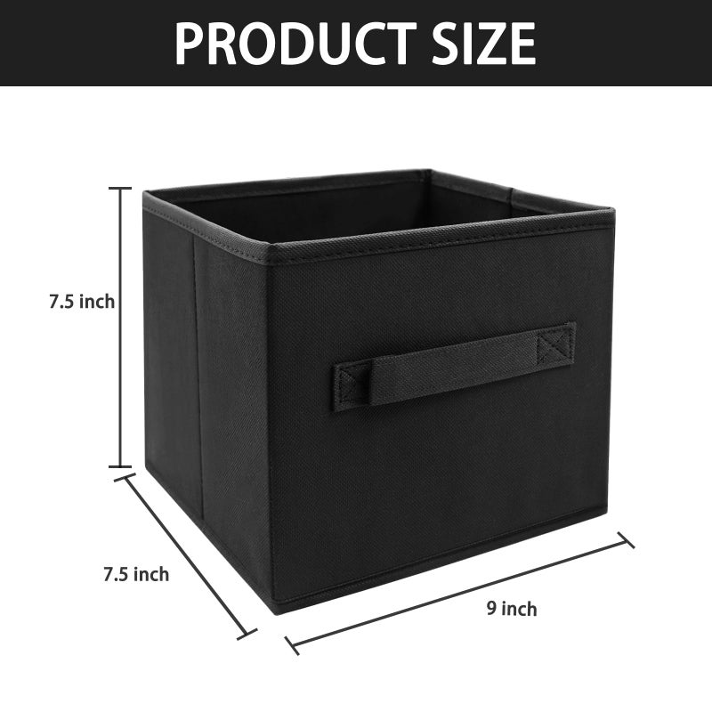 EBIGIC Small Storage Bins[6 Pack] 9.0"x7.5"x7.5" Small Size Fabirc Foldable Closet Toy Organizer Collapsible Cloth Black - Image 2