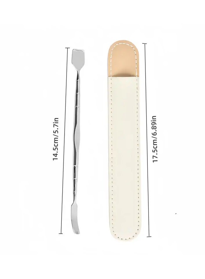 LANGMANNI طقم 2 قطعة من أدوات إزالة الرؤوس السوداء من الفولاذ المقاوم للصدأ مع جلد، أداة إزالة الرؤوس السوداء، متعددة الاستخدامات، أداة تنظيف الجلد الميت، أداة تدليك وتحريك متعددة الوظائف، أداة تنظيف سباتولا الجمال - Image 3