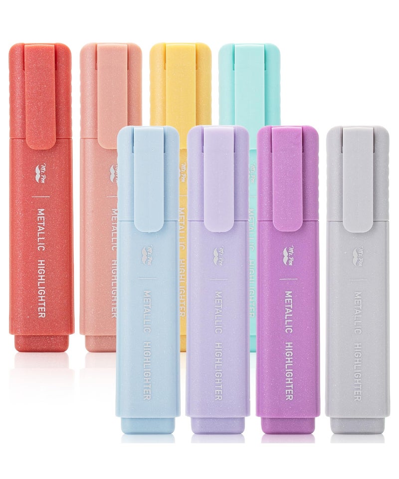 Mr. Pen- Glitter Highlighters, 8Pack, Metallic Colors, Chisel Tip Aesthetic Highlighters, Cute Markers, Christmas Gift - Image 1