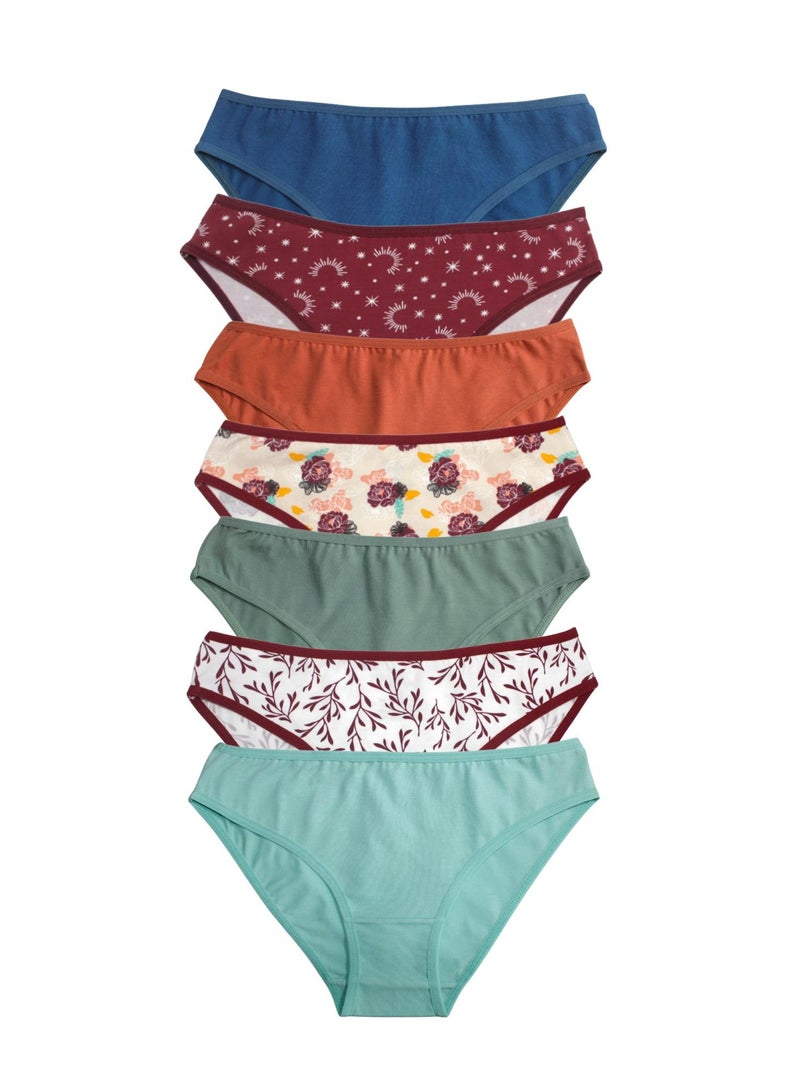 COLORS Pack of 7 Women's Mixed Colors Bikini Cotton Panties - Image 1