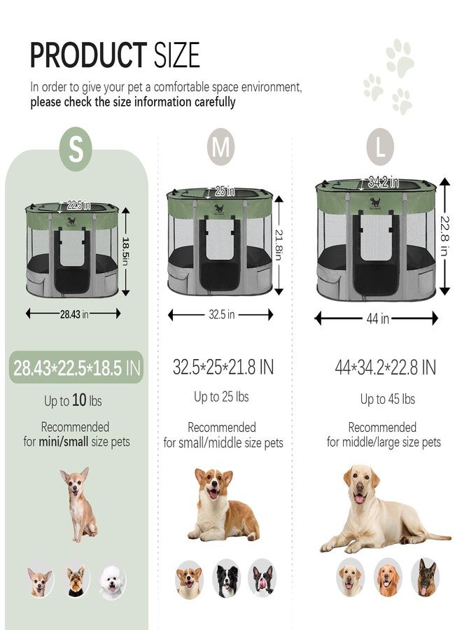 Rest-Eazzzy Dog Playpen, Foldable Kitten Playpen for Medium Dogs, Portable Pet Puppy Playpen with Removable Shade Cover, Indoor Outdoor Travel Camping Use for Small Pets with Carrying Case (S, Green) - Image 2