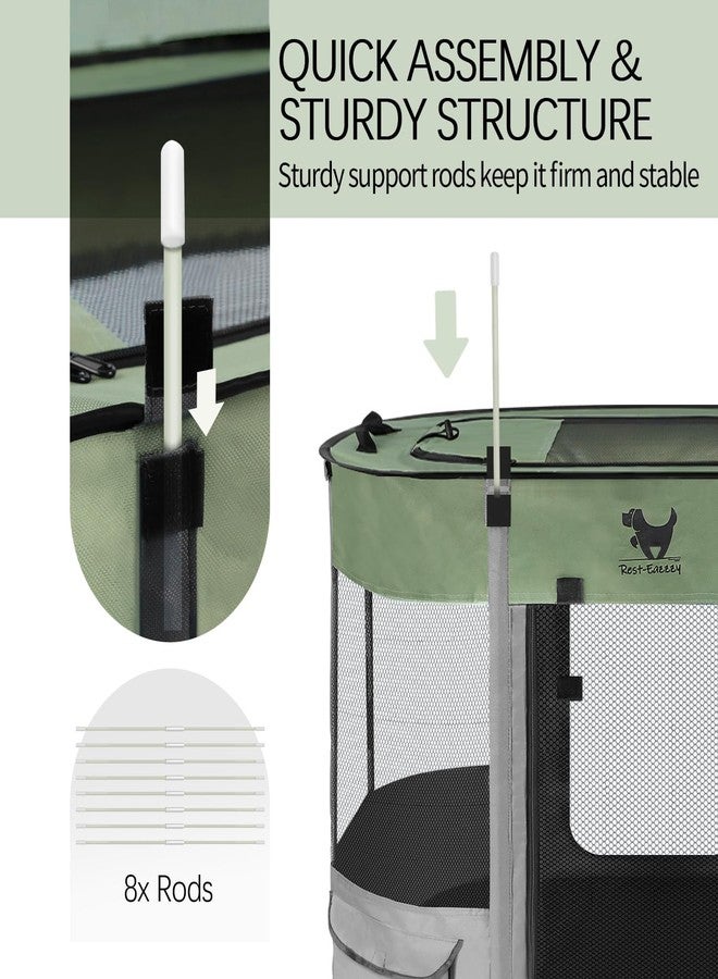Rest-Eazzzy Dog Playpen, Foldable Kitten Playpen for Medium Dogs, Portable Pet Puppy Playpen with Removable Shade Cover, Indoor Outdoor Travel Camping Use for Small Pets with Carrying Case (S, Green) - Image 4