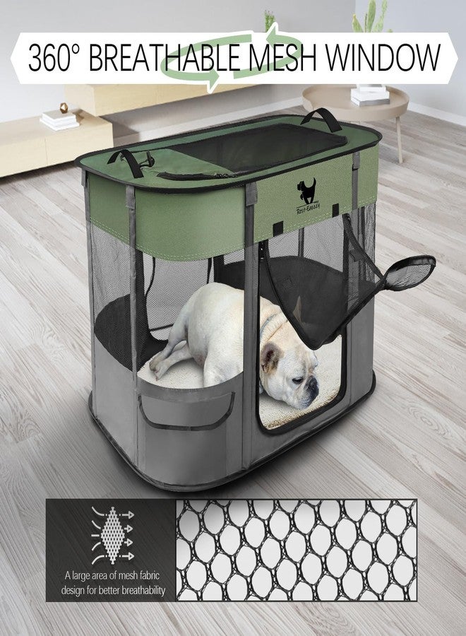 Rest-Eazzzy Dog Playpen, Foldable Kitten Playpen for Medium Dogs, Portable Pet Puppy Playpen with Removable Shade Cover, Indoor Outdoor Travel Camping Use for Small Pets with Carrying Case (S, Green) - Image 3