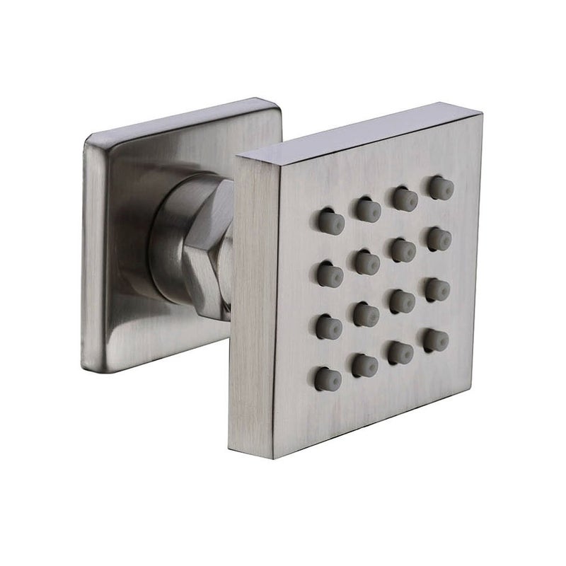 Solid Brass Body Spray Shower Jet Adjustable Massage Spa Side Sprayer Wall Mounted Shower Set Square Brushed Nickel Finish