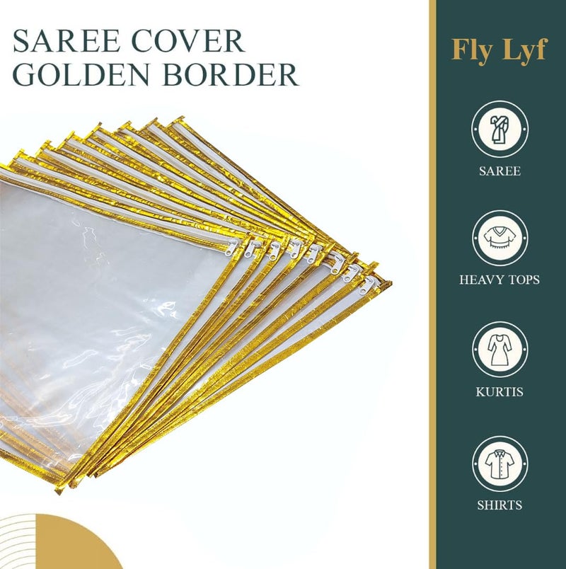 FLY LYF Plastic Single Saree Covers With Zip Transparent Suit Cover Packing Bags(Pack Of 24)(Pack Of 18)(Pack Of 12)(Pack Of 6)Saree Organizer For Wardrobe Travel Clothes Storage(12),43 Cm,37 cm - Image 5