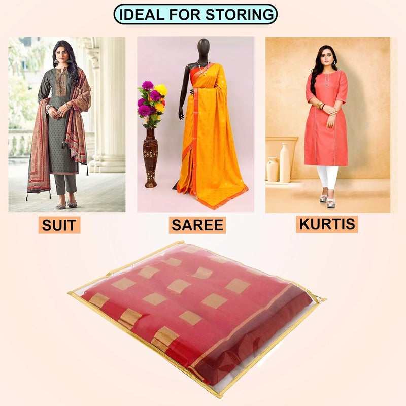 FLY LYF Plastic Single Saree Covers With Zip Transparent Suit Cover Packing Bags(Pack Of 24)(Pack Of 18)(Pack Of 12)(Pack Of 6)Saree Organizer For Wardrobe Travel Clothes Storage(12),43 Cm,37 cm - Image 3