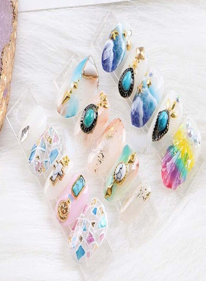 SIXAOAZZ 60 Piece Set of Turquoise Gemstone Pendants - 3D Nail Accessories with Hollowed Out Design, Vintage Pendants Suitable for DIY and Western Nail Art, Blue - Image 3