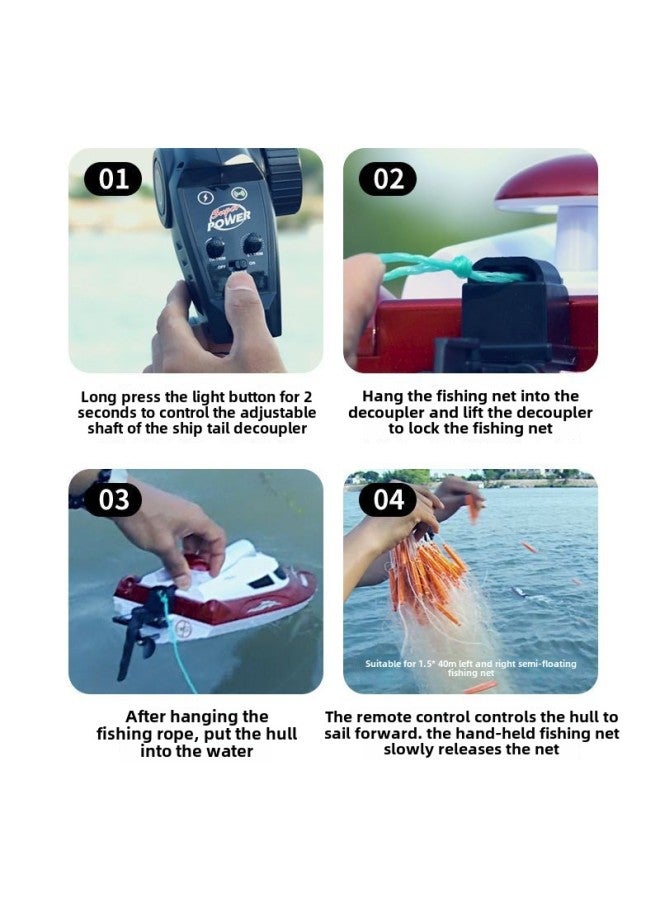HJ809 Remote Control Fishing Net Boat Fishing Boat Long-distance Fishing Automatic One-key Decoupling Night Light Does Not Capsize-Color:Black (English Packaging)  - Image 5