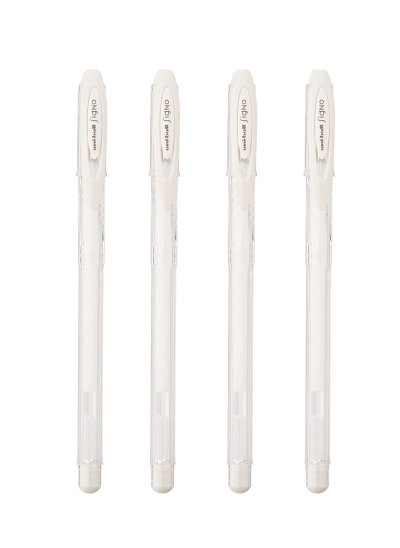 Uniball 4-Piece Signo Roller Pen 0.7mm Tip Angelic White Ink  - Image 1