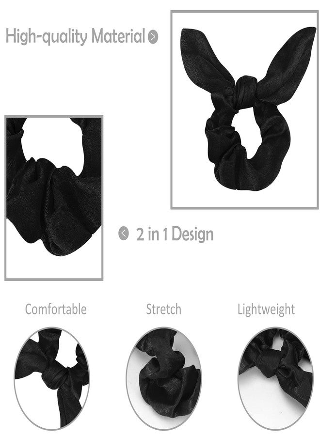 Ondder Hair Scrunchies - 15 Pcs Bow Ribbon Scrunchies with Elastic Hair Ties, Ponytail Holders & Hair Accessories for Women, Girls, and Kids - Black - Image 4