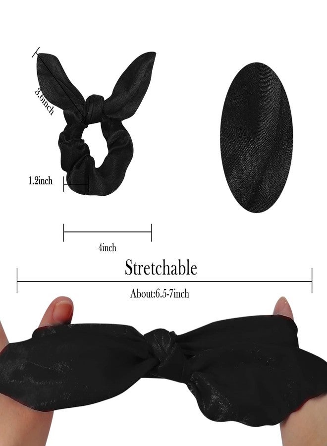 Ondder Hair Scrunchies - 15 Pcs Bow Ribbon Scrunchies with Elastic Hair Ties, Ponytail Holders & Hair Accessories for Women, Girls, and Kids - Black - Image 2