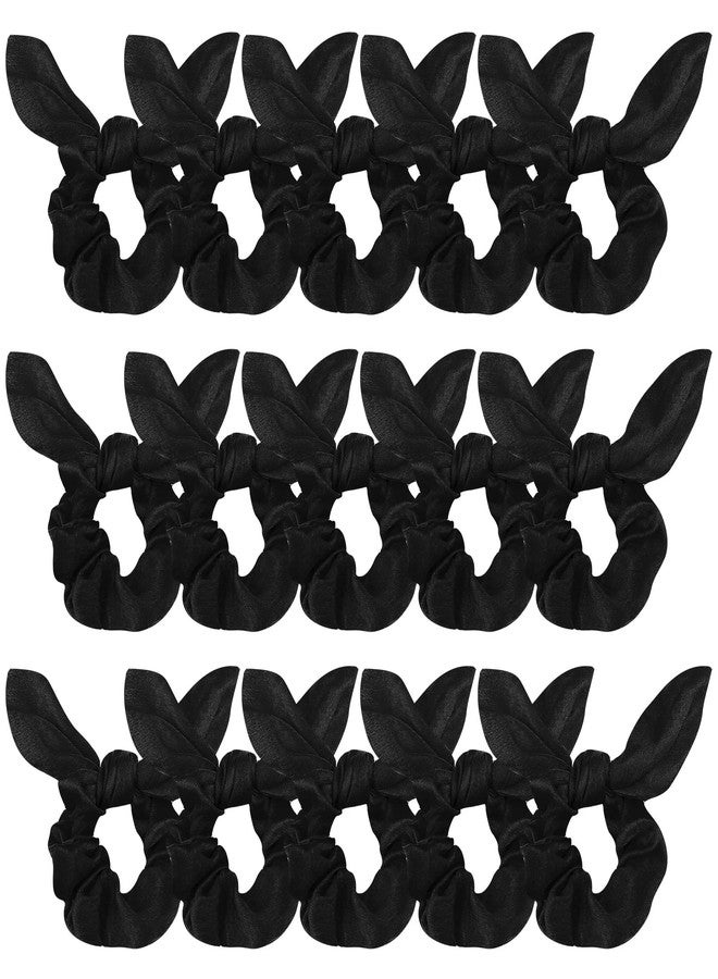 Ondder Hair Scrunchies - 15 Pcs Bow Ribbon Scrunchies with Elastic Hair Ties, Ponytail Holders & Hair Accessories for Women, Girls, and Kids - Black - Image 1