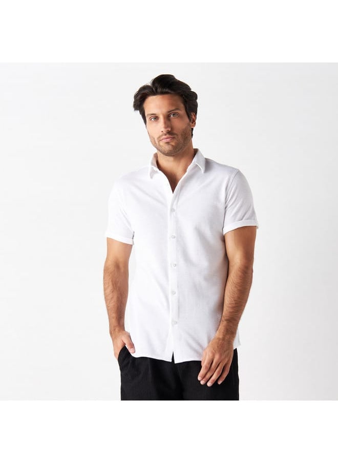 Iconic Iconic Textured Shirt with Short Sleeves  - Image 1