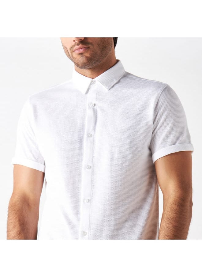 Iconic Iconic Textured Shirt with Short Sleeves  - Image 4