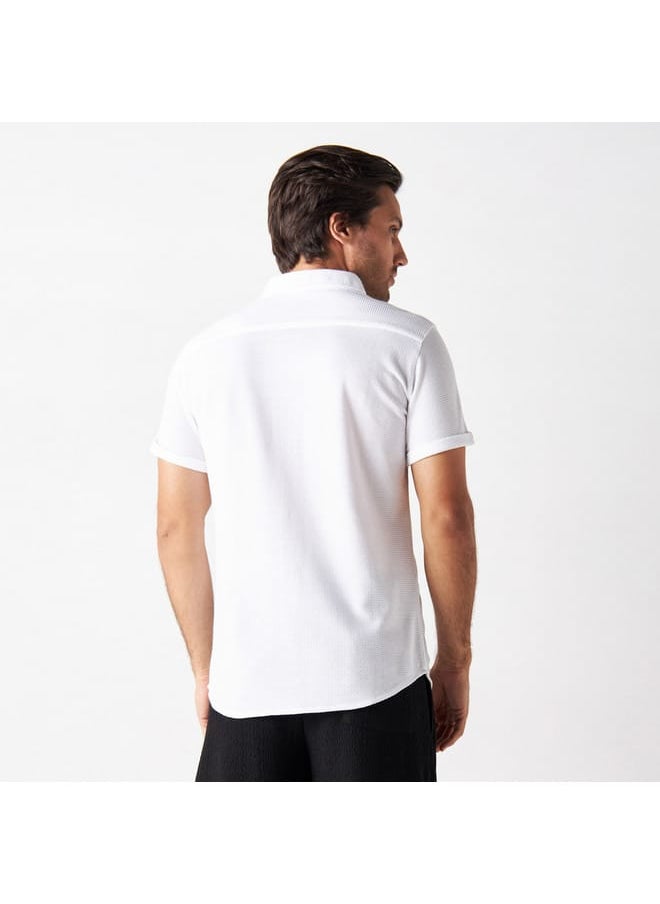 Iconic Iconic Textured Shirt with Short Sleeves  - Image 3