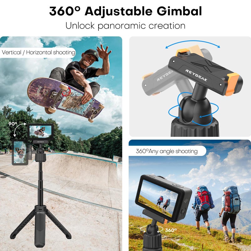REYGEAK Mini Extension Rod for DJI Osmo Action 5 Pro/4/3,Adjustable Camera Tripod Holder with Magnetic Camera Mount Adapter for DJI OSMO Action Accessories(6.89in) - Image 5